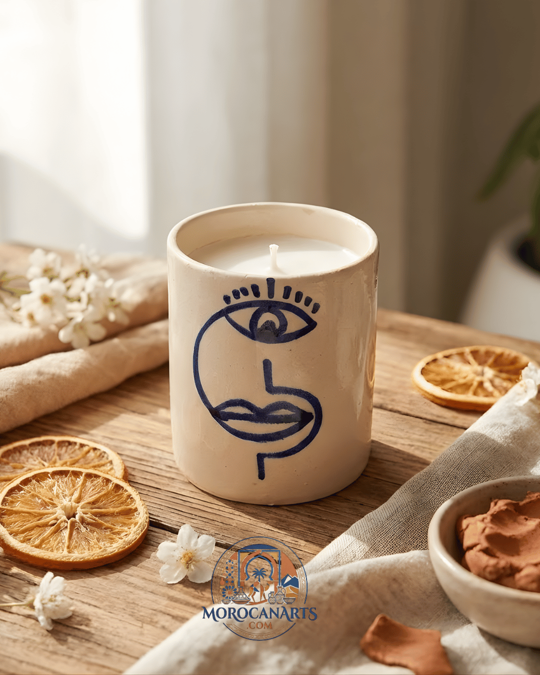 Oudm Blue and White Candle